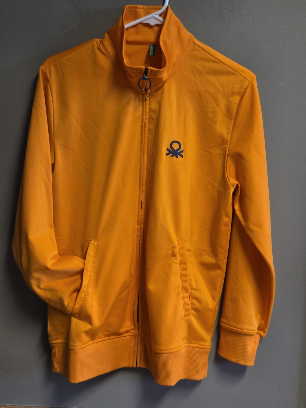 Y2K United Colors of Benetton Orange Track Jacket Men’s M Logo Full Zip Retro